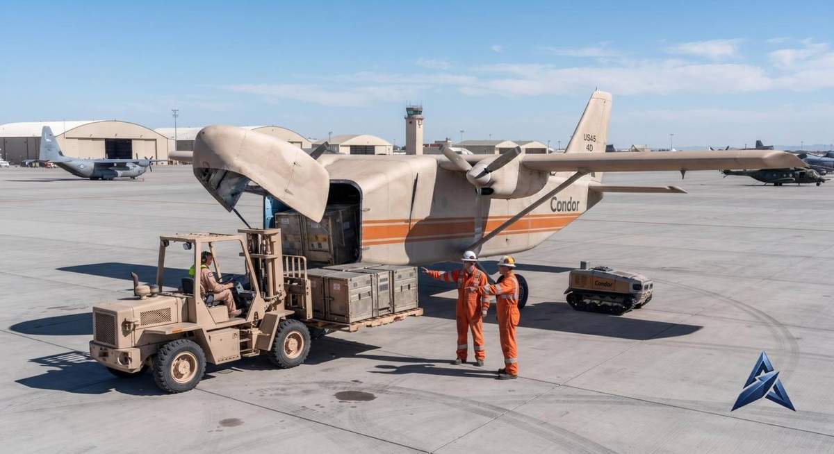 Condor being loaded on the ramp